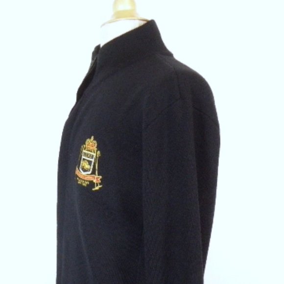 POLO RALPH CREST WOOL ZIP CARDIGAN SWEATER Jacket L  mock neck - Picture 7 of 12